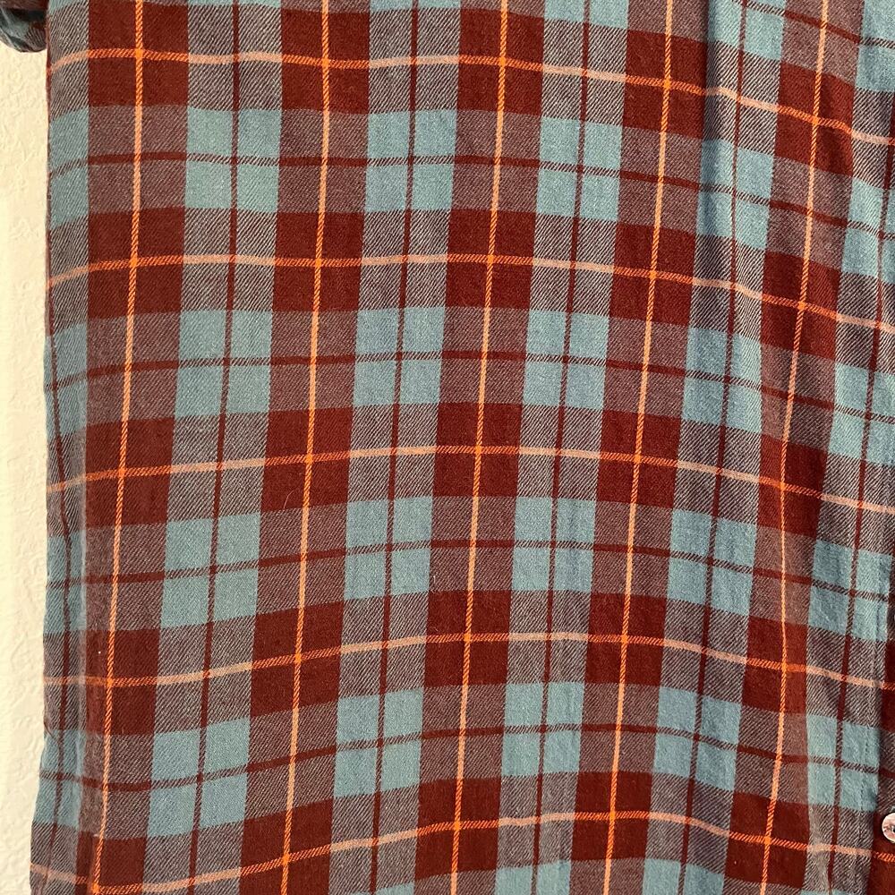 NATURAL LIFE Teal and Rust Plaid Midi Shirt Dress - Picture 7 of 13